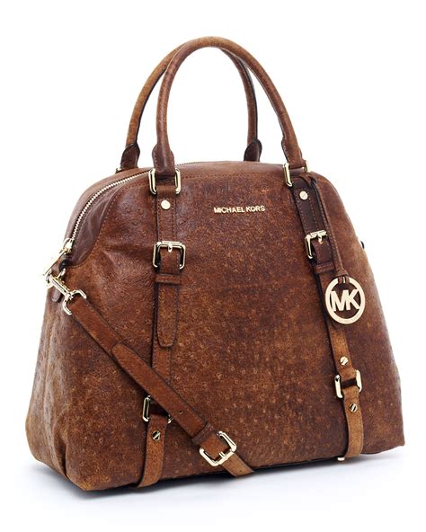 Michael Kors Bedford Ostrich XL Distressed Satchel Handbag